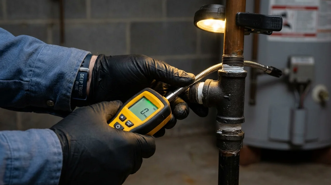 Gas leak detection with electronic sniffer by Johns Plumbing LLC in League City
