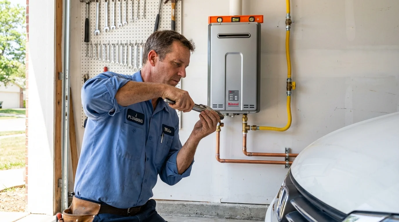 Tankless water heater installation by a Johns Plumbing LLC plumber in League City